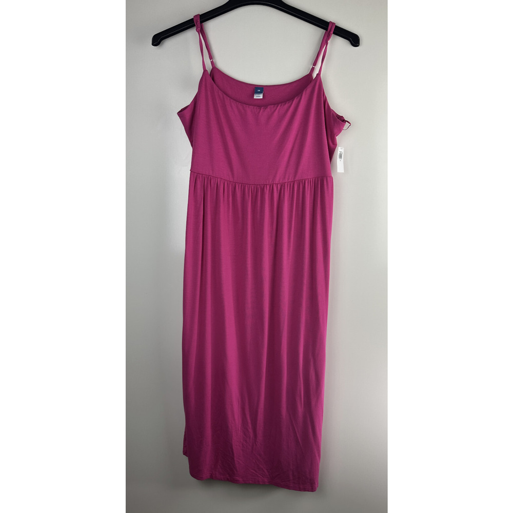 NWT Old Navy Fit & Flare Cami Midi Dress Polarized Pink Stretch Plus Size 2X - Picture 2 of 11